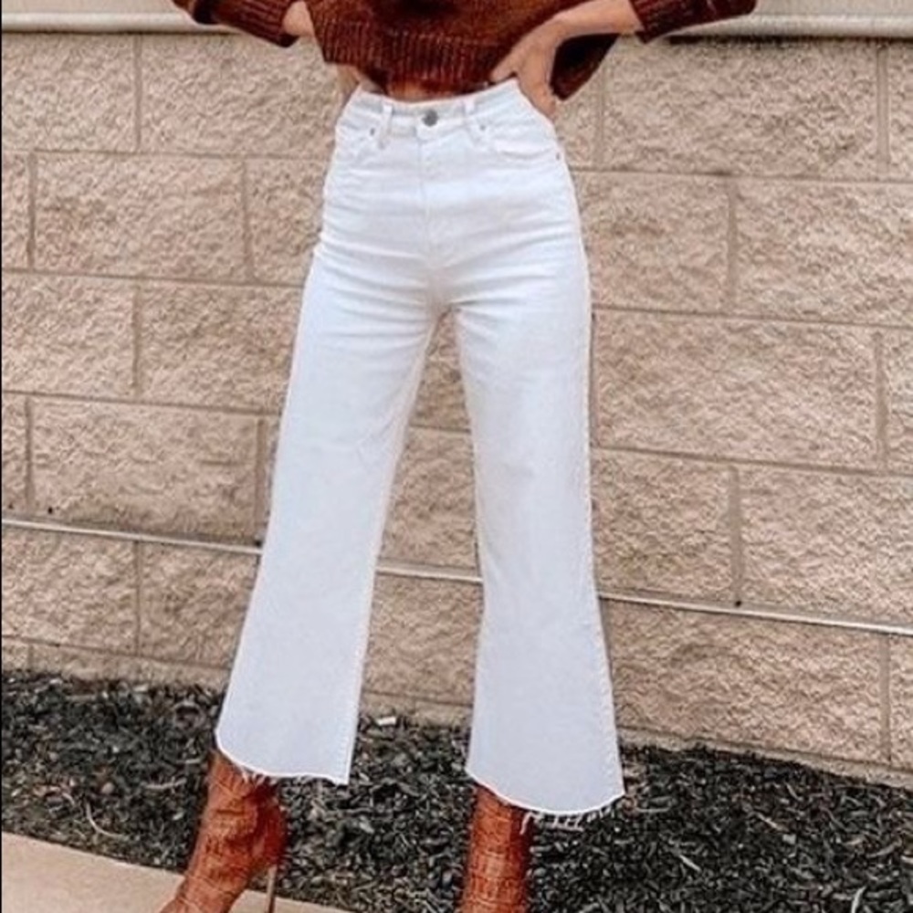 ZARA High Rise Straight Crop Jeans